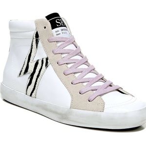 Sam Edelman Avon High Top Platform Sneaker, White pink Zebra - Size 6